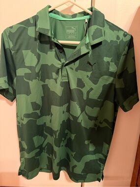 Puma Green Camo Short Sleeve Polo